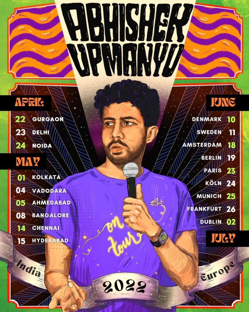 Portrait Illustration for Abhishek Upmanyu with tour dates